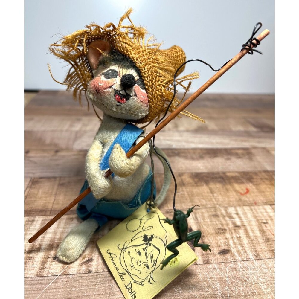 Handcrafted Annale Dolls Whimsical Collectible Fishing Figurine